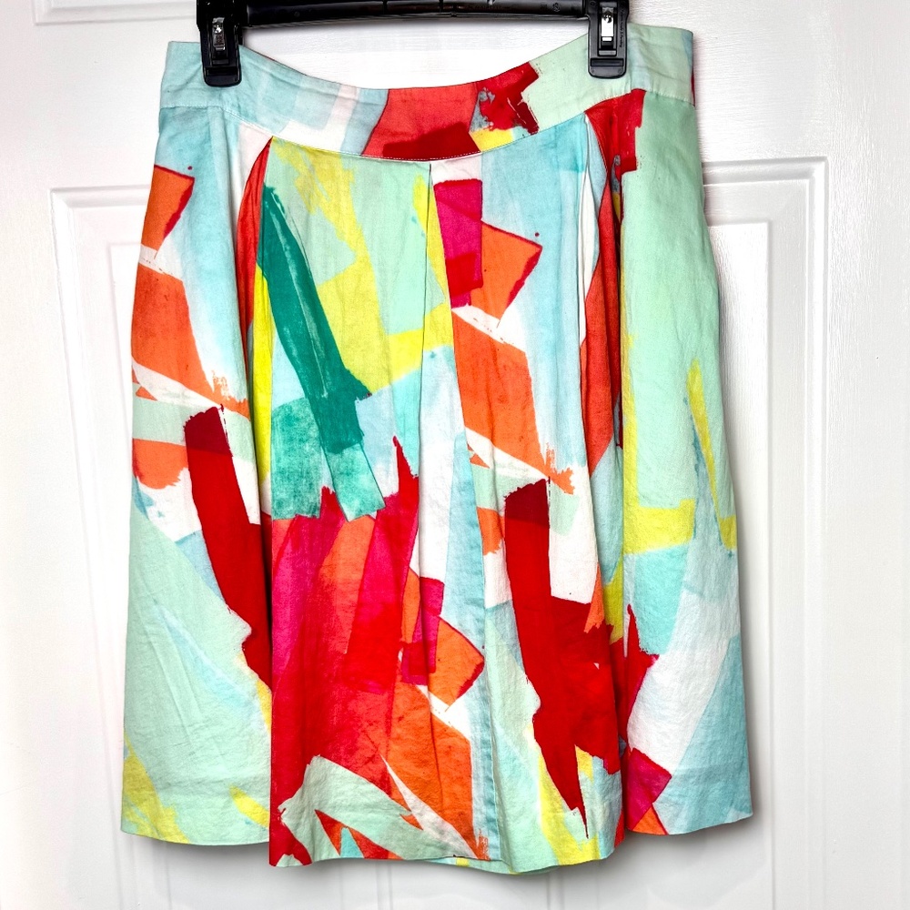 6 by Six Colorful Flare Zip Up Skirt, Size Large, EUC